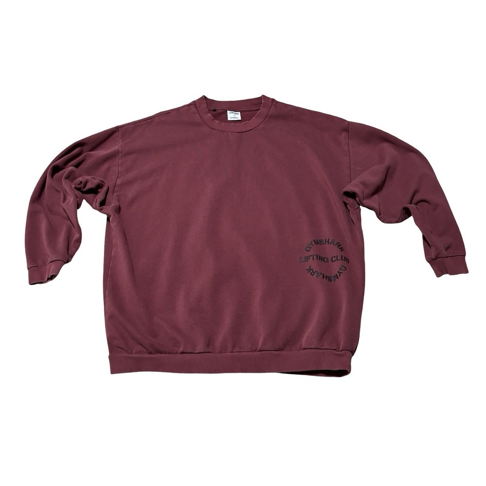 Gymshark Men's Sweatshirt LG Lifting Club Fleece Pullover Burgundy Activewear‎